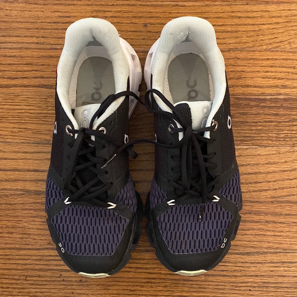 On Running Black and Purple Athletic Shoes